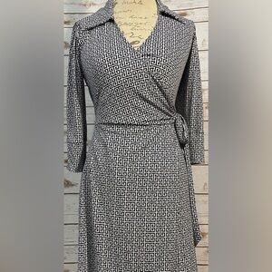 Laundry By Shelli Segal Geometric Navy and White Dress